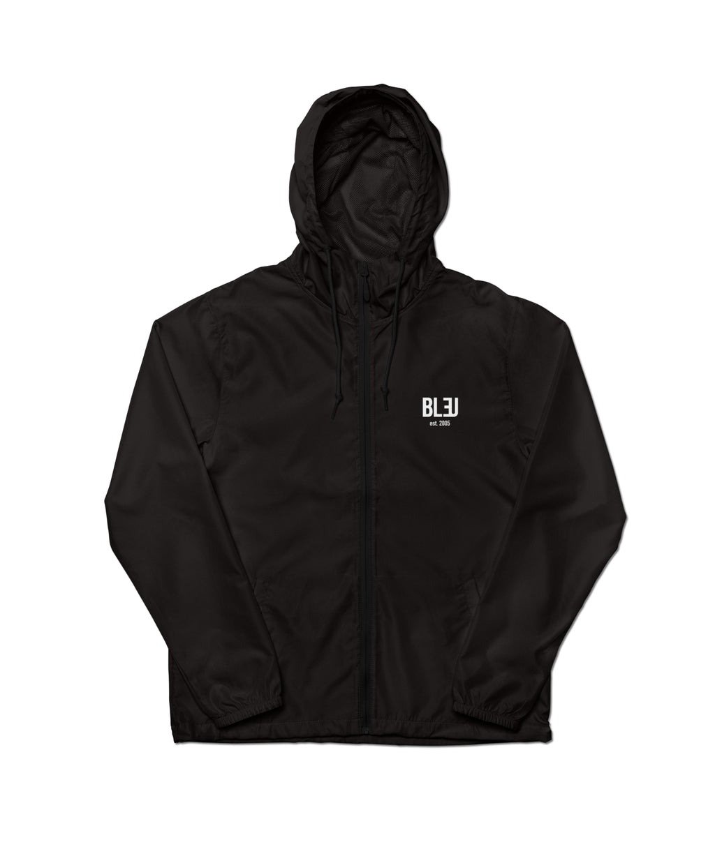 Bleu lightweight hooded zip up windbreaker