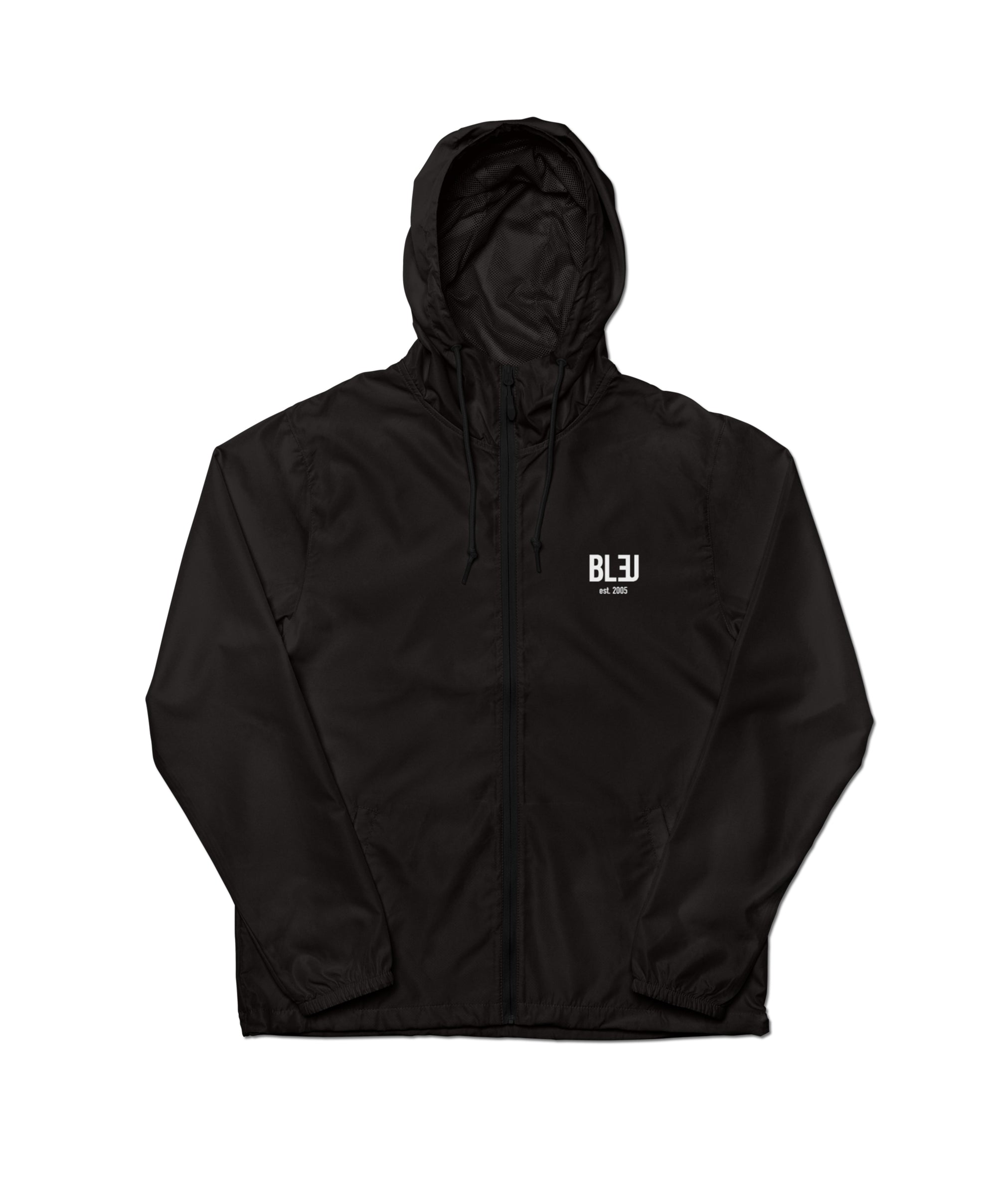 Bleu lightweight hooded zip up windbreaker
